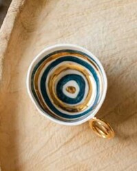 Gri Seramik - Altın Halka Çay Fincanı