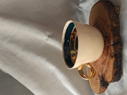 Gri Seramik - Altın Halkalı Filtre Kahve Fincanı